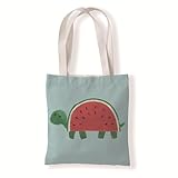 Stoffbeutel 33X37 Wassermelone Schildkröte Natürlicher Baumwolle Einkaufstaschen,Umweltfreundlich Super Stark Waschbar Mit,Alltagstasche,Arbeitstasche,Wiederverwendbare Stofftaschen