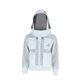 Imkerjacke Premium mit Atmungsnetz und Fechtschleier für Bienen Wespen Insekten Imkerei Stichschutz, L · weiß