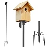 MIXXIDEA Vogelhaus Ständer 203cm Vogelfutterstation Mit Ständer Vogelhaus Metall, Universalständer Set Mit 5 Zinken-Sockel für Garten, Außen, Wiese, Schwarz (Das Vogelhaus Ist Nicht Inbegriffen)