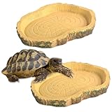 2 Stücke Wasserschale Terrarium,Schildkröten zubehör,Reptilien Wasserschale, Futterschale,Terrarium Trinkschale, Wassernapf, Schale,Zubehör für Schlange, Schildkröte, Gecko