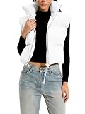 OYIGELZ Damen Steppweste Fashion Stehkragen Reißverschluss Kurze Female Weste Gefütterte Pufferweste Jacken Mäntel(Weiß-W,M)
