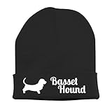 siviwonder Strickmütze - Basset Hound französischer Jagdhund Jäger - Stickerei Hund Winter Mütze Wintermütze Beanie Mütze schwarz-weiß