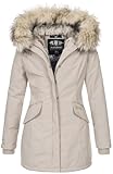 Navahoo Damen Winter Jacke Parka Mantel Winterjacke warm Kunstfell Premium B669 [B669-Christa-Beige-Gr.XXL]