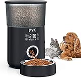 Puppy Kitty M80 Futterautomat für Katzen, 4L Touchscreen Automatischer Futterspender für Katze und Hunde, Trockenfutterspender mit Edelstahlnapf, bis zu 40 Portionen und 5 Mahlzeiten pro Tag, Schwarz