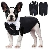 Katzinst Hund Smoking Anzug & Hundefliege, Verstellbare elastische Hundekrawatte, Hundemantel mit Knopfleiste für Mittlere und Große Hunde, Hundejacke für Partys, Hochzeiten, Dinnerpartys,M