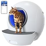 ELS PET Automatisches Katzenklo: WiFi Selbstreinigende Katzentoilette mit APP Steuerung/Max Kapazität/LED Alert Licht, Katzenklo Selbstreinigend für Mehrere Katzen, Weiß