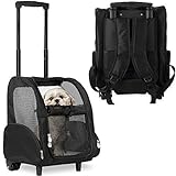 Kopeks Deluxe-Rucksack/Reisetasche für Haustiere mit Doppelrollen, Large, schwarz