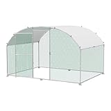 XMTECH Hühnerstall 3x2m Metall Freilaufgehege Freigehege, Geflügelstall Kleintiere, Verzinkter Stahlrahmen mit PE Dach, Bogenaufsatz