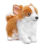 Tiny Heart Pomeranian Stofftier Plüschtier 28cm/11” realistisches Pommern Plüsch schönes Tier niedliche und weiche Geschenke Hund für Kinder Jungen und Mädchen Spielzeug braun