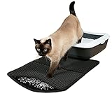 Lascano® Katzenklo Matte Faltbar | Katzenstreu Matte 60 x 45 cm | Katzenklo Vorleger und Unterlage | Abwaschbare Katzenmatte für Katzentoiletten | Mehr Hygiene & Sauberkeit (Schwarz)