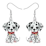 LONYOO Cute Dalmatiner Hund Geschenke für Hundeliebhaber Frauen Mädchen Schmuck Acryl Baumeln Haustiere Welpen Ohrringe Charms Zubehör (Schwarz Weiß)