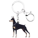 WEVENI Acryl-Schlüsselanhänger mit Dobermann-Motiv, niedlicher Schmuck für Damen, Mädchen, Tasche, Auto, Geldbörse, Schwarz, W2L2