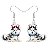 RAIDIN Acryl süße Hund Ohrringe Schmuck für Damen Mädchen Sweet Welpen Haustiere baumeln Haken Ohrringe Geschenke für Hundeliebhaber Charms (Siberian Husky Ohrringe)