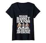 Damen Weil Basset Hounds ein verdammt toller Basset Hound sind T-Shirt mit V-Ausschnitt