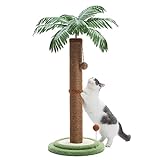 PAWZ Road Kokospalme Katzenkratzbaum, 85cm Höhe Katzenkratzer für Wohnungskatzen mit interaktiven Bällen Braun