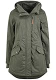 OXMO Bella Damen Übergangsmantel Parka Lange Jacke mit Kapuze, Größe:L, Farbe:CLIMB IVY (793785)