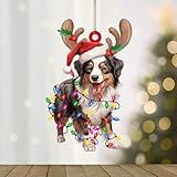 WoGuangis Australian Shepherd Christmas Decor Acrylic Ornaments Gift for Dog Lover Christmas Tree Ornament Australian Shepherd Dog Lanterns Christmas Antlers Christmas Tree Decoration Keepsake