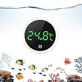 OQIMAX Aquarium Thermometer Digital, Mini Aquarienthermometer für alle Aquariengrößen, LED Digitalanzeige und Hochpräzisions, Touch Wake-up, Kabellos Wasser Thermomete für Süßwasser-Meeresaquarien