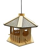 Dehner Natura Wildvogel-Futterhaus Dakota, ca. 30 x 26 x 22 cm, Kiefernholz, natur, 1 Stück (1er Pack)