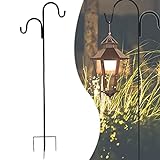 WMLBK Hirtenhaken,124cm Garten Doppelhaken 5 Zinkenbasis Hirtenbogen-Haken für Futterhäuschen,Solarleuchten,Kleiderbügel,Pflanzkörbe,Dekoartikel