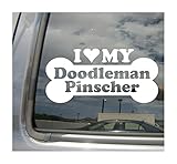 myrockshirt I Heart Love My Doodleman Pinscher Mixed Hund Dog Hunde Knochen Aufkleber ca.17 cm Sticker