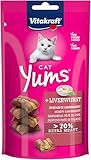 Vitakraft Cat Yums, Katzensnack, mit herzhafter Leberwurst, extra fleischig, mit sichtbarer Füllung, im wiederverschließbaren Beutel, ohne Zusatz von Zucker und Getreide (1x 40g)