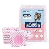 MICOOYO Einweg-Windeln für Welpen und Katzen – Super saugfähige Haustierwindeln für kleine Katzen und Hündinnen, Einweg-Katzenwindelhose für Frauen in Wärme(XS, 24 Stück)