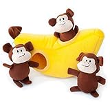 Zippy Paws Burrow Monkey 'n Banana Squeaky Hide and Seek Plush Dogs Toy