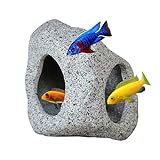 SpringSmart Aquarium-Versteck Felsenhöhle für Wasserhaustiere zum Zuchten, Spielen und Ausruhen, sichere und ungiftige Keramik-Aquarium-Ornamente, Dekostein für Betta