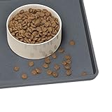 AVYDIIF Napfunterlage für Hunde, Futtermatten für Hunde und Katzen rutschfeste Futtermatte aus Silikon - wasserdichte Unterlage mit Rand, spülmaschinenfest(M: 48×30cm, Grau)