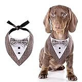 Kuoser Hunde Smoking Hundehalstuch, Fliege für Hunde Hochzeit Formelle Hund Krawatte Outfit, Haustier Halstücher Bandana für Mittelgroße & Große Hunde, Verstellbar Hunde Fliege Max.Halsumfang 60cm