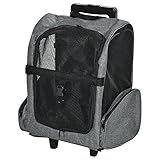 PawHut Hundetrolley Transporttasche Tragetasche für Tiere Trolley 2-in-1 Haustierrucksack Hundetasche mit Tür und Fenster atmungsaktiv Oxfordstoff Grau 42 x 25 x 55 cm