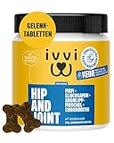 ivvi Hip & Joint - hochkonzentrierte Gelenktabletten für Hunde als Leckerli mit Grünlippmuschel Hund, Glucosamin, Chondroitin & MSM - 60 leckere Snacks (270g) mit Huhn