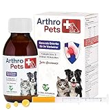ArthroPets+ Alternative zu Gelenktabletten für Hunde und Katzen, Gelenk-komplex aus 9 hochkonzentrierten Wirkstoffen auf Lachsölbasis, Gelenkschutz für Hunde und Katzen, Omega 3, VIT. D3-100 ml