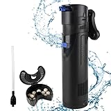 OMECO 4 in 1 Aquarium Filter Pumpe 700L/h 9W UVC Klärer innenfilter AquariumPumpe Wasserpumpen für Süß- und Meerwasser Becken150-300L Aquarium Volumen