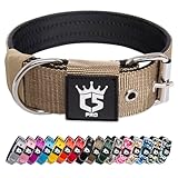 TSPRO Taktisches Hundehalsband Starkes Hundehalsband 3.8 cm Breit Dickes Hundehalsband mit Robuste Metallschnalle Halsband Hund Fit 44.5-52 cm Hals Hunde (Khaki -M)