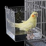 Aceshop Vogelbadewanne Hängende Vogelbadewanne Transparente Acrylvogelbadehaus-Badebox Vogelkäfigzubehör mit Haken für kleine Vögel Fink Wellensittich Kanarienvogel Papagei-12,8 * 11,3 * 13 cm