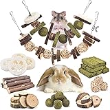 ERKOON 70PCS Kaninchen Spielzeug, Kleintiere Kauspielzeug Hasen Natürliche Timothy-Gras kaubälle Knabber Holzkette Grasspielzeug Zahnpflege für Häschen Chinchilla Hamster Meerschweinchen Rennmäuse