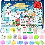 PANSHAN Weihnachts Adventskalender 2024 Weihnachts Countdown Kalender 24 Stück Mochi Squishy mit verschiedenen niedlichen Tieren, Stressüberraschung Weihnachtsfeier Geschenke für Jungen und Mädchen