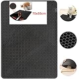 Verbesserte Katzenklo Matte | 70 x 55 cm Vorleger für Katzentoilette Waben Design Katzenstreu Matte wasserdichte Doppelte Schichte, leicht zu reinigen Katzenklo Unterleger