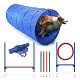 LEMODO Agility Set Hunde | Hundetraining mit Agility Hürde, Hundetunnel und Sprungring | Einfach zu transportierendes Hundetraining Zubehör | Einsteiger-Set in den Hundesport