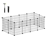 SONGMICS Freilauf, DIY-Kleintiergehege, Kleintierkäfig, Kaninchen, Meerschweinchen, Metallgitter, 123 x 63 x 41 cm, schwarz LPI001B01