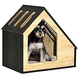 Pawhut Hundehütte aus Holz Indoor Katzenhöhle Katzenhaus Hundeschlafplatz mit Kissen Hundehaus Hundehöhle mit schrägem Dach für kleine Hunde bis 8 kg 60 x 40 x 59,2 cm