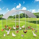 Ikodm Hühnerstall Freigehege hühner Käfige 3x2x2m Hühnergehege mit Tür & Riegel,Wasserdichtes Oxford Gewebe,Hühnerhaus Kleintierstall für Hühner und Kleintiere,Kleintiergehege mit Netz
