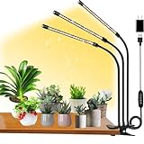 FRGROW Pflanzenlampe LED, Vollspektrum Pflanzenlicht für Zimmerpflanzen, Pflanzenleuchte LED, 3000k/5000k/660nm Vollspektrum Pflanzenlampe, Wachstumslampe für Pflanzen, 10 Stufen Dimmbar,Timer(3-Kopf)
