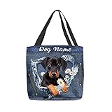 Canvas Tasche Colkids Personalisierter Dobermann Pincher Hund Umhängetasche Mit Sommer Unisex Einkaufstasche Großem Volumen Shopping Bag Für Shopper, Freizeit, Damen