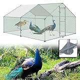 Aufun Freilaufgehege Hühnerhaus 3 x 4 x 2 m Outdoor Hühnerstall Dach Geflügelstall， Verzinkter Stahl Kleintierstall Freigehege mit Sonnenschutz Hühnerkäfig Voliere,PE